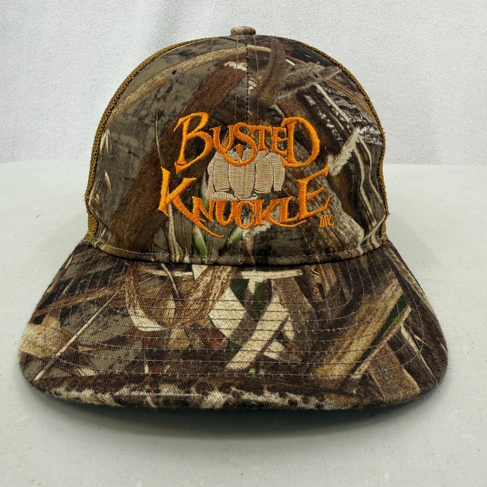 Busted Knuckle Trucker Hat Mens OSFA Brown Camo Mesh Snapback Richardson 112P